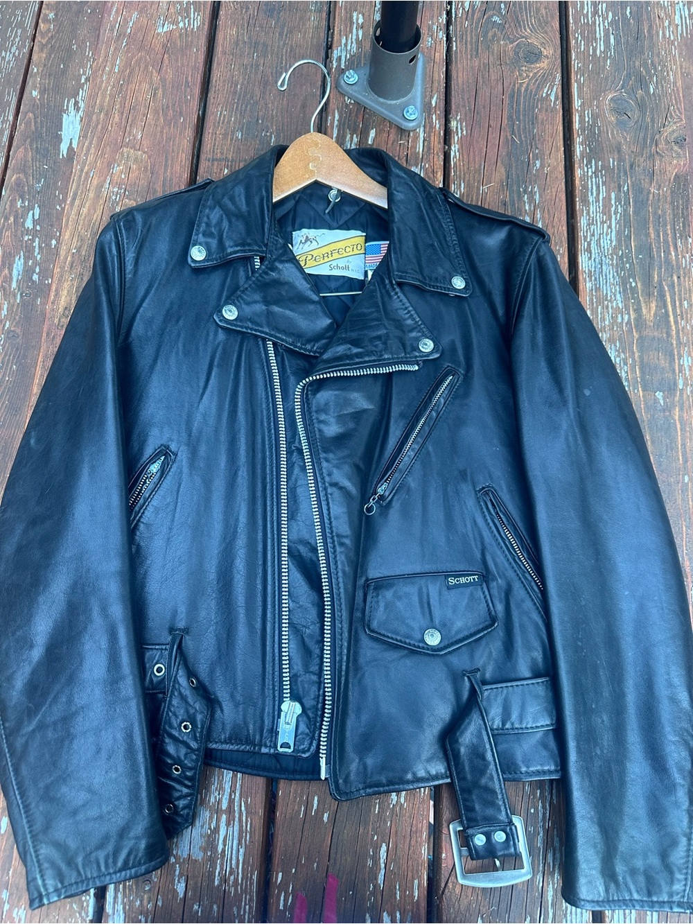Schott NYC Black Leather Biker Jacket
